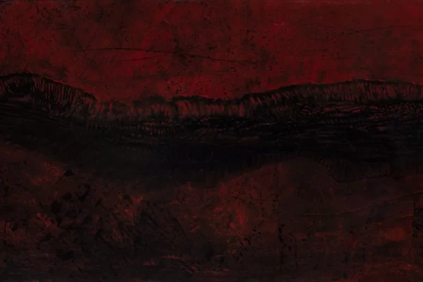 Tableau rouge d'un dragon noir au fond de l'eau